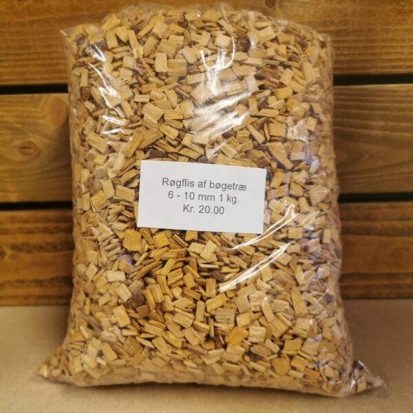 Røgflis af Bøgetræ 6-10 mm 1 kg.
